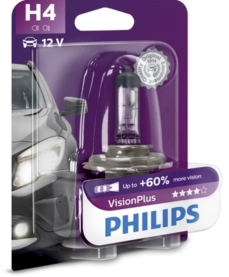 Галогеновая лампа Philips H4 VisionPlus 12V 60/55W - 1157