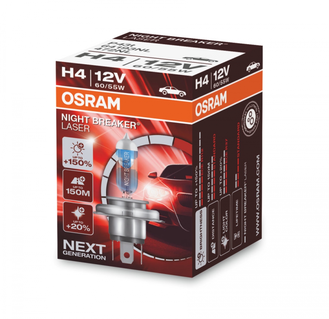 Галогенная лампа Osram Night Breaker Laser H4 12V 60/55W - Галогенные лампы